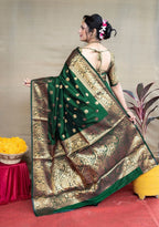 Saavan  Banarasi Saree Art Pure Silk Saree for Women (Green)
