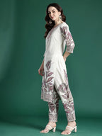 Hand-Embroidery Full Kurta Set with Dupatta for Women Color White Regular