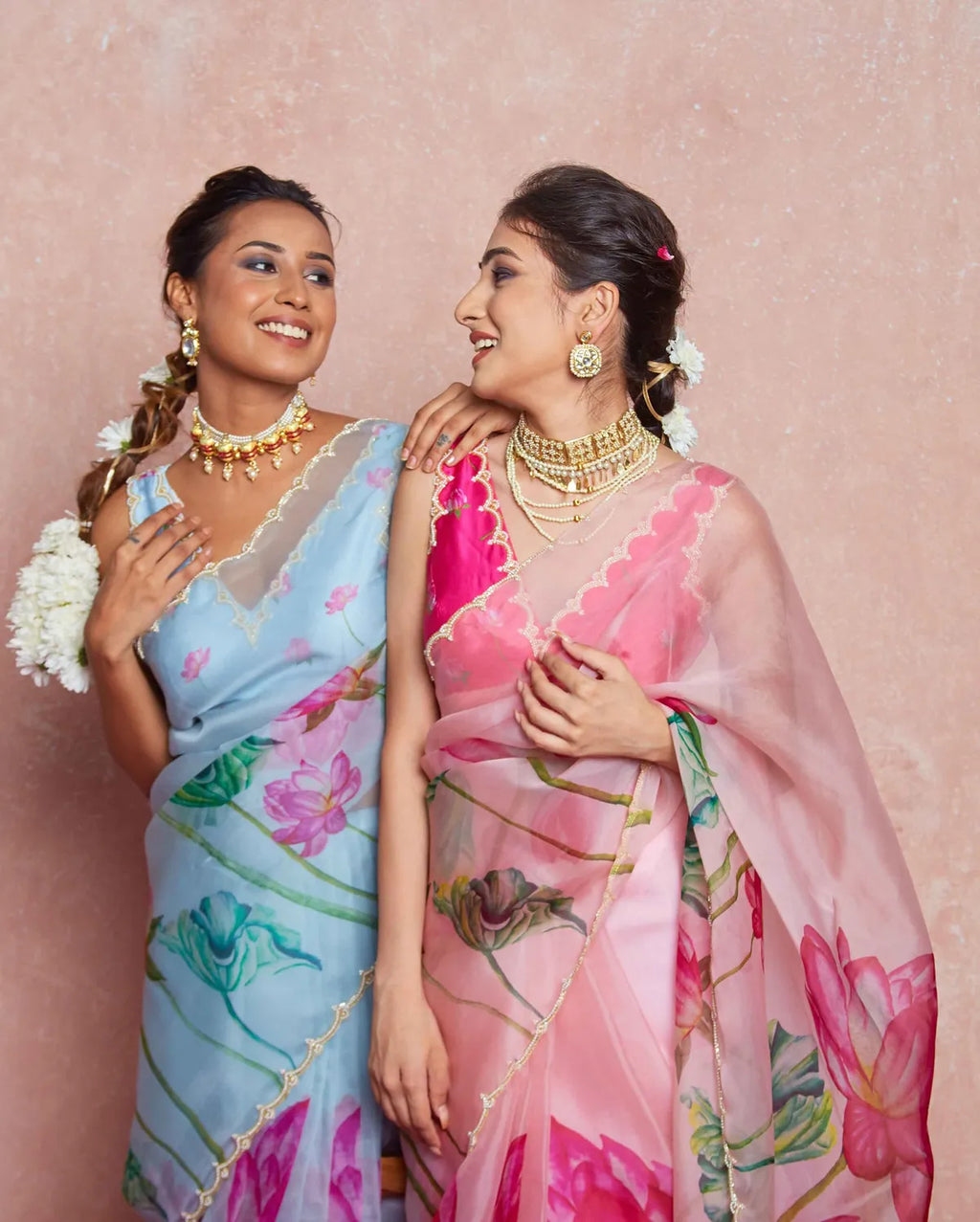 Pink Organza Motiwork Hand Embroidey Silk Saree